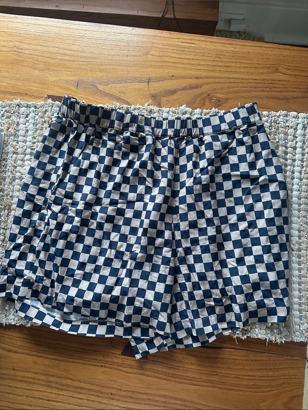 Kule silk Checkered Navy and White Women’s Shorts